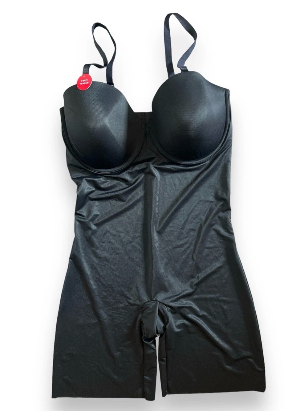 NWT Assets Red Hot Spanx Convertible Cupped Bodysuit 10173R Very Black Sz 1X NEW